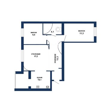 Трёхкомнатная квартира, Дзержинского ул. - 560044, план 1