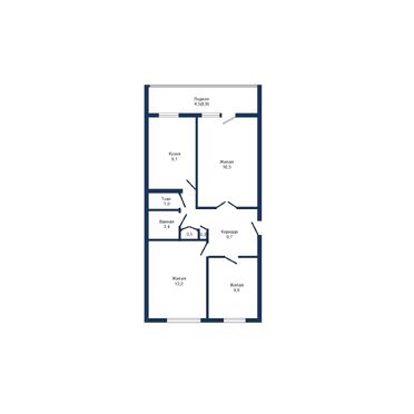 Трёхкомнатная квартира, д. Пинковичи - 560025, план 1