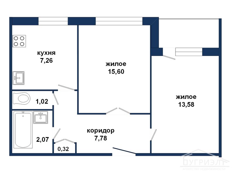 Двухкомнатная квартира, 60 лет Октября ул. - 560003, фото 1