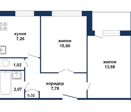 Двухкомнатная квартира, 60 лет Октября ул. - 560003