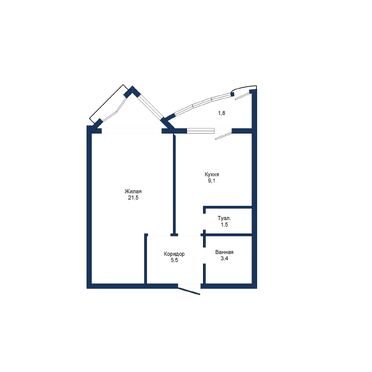 Однокомнатная квартира, Солнечная ул. - 560021, план 1