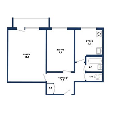 Двухкомнатная квартира, Центральная ул. - 560064, план 1