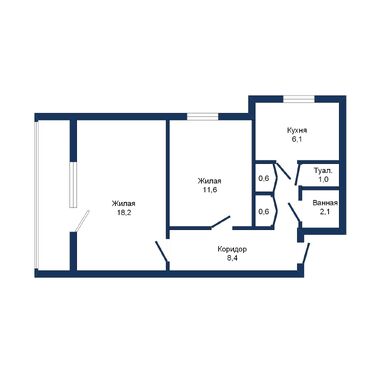 Двухкомнатная квартира, Центральная ул. - 560062, план 1