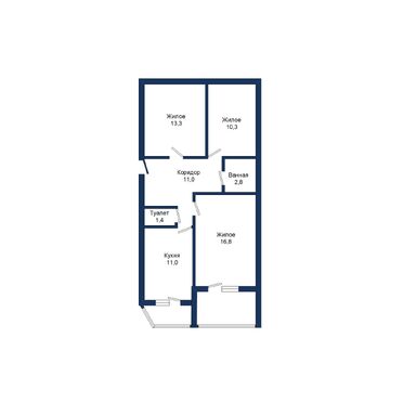 Трехкомнатная квартира, Партизанская ул. - 560016, план 1