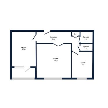 Двухкомнатная квартира, Первомайская ул. - 560024, план 1