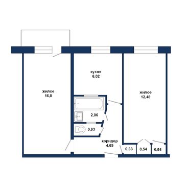 Двухкомнатная квартира, Иркутско-Пинской дивизии ул.-540131, план 1
