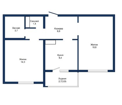 Двухкомнатная квартира, 60 лет Октября ул. - 560006