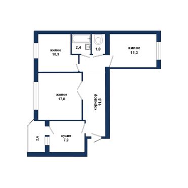 Трехкомнатаня квартира, Костюшко ул. - 560067, план 1