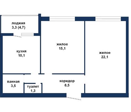 Двухкомнатная квартира, Шапошника ул.-560019